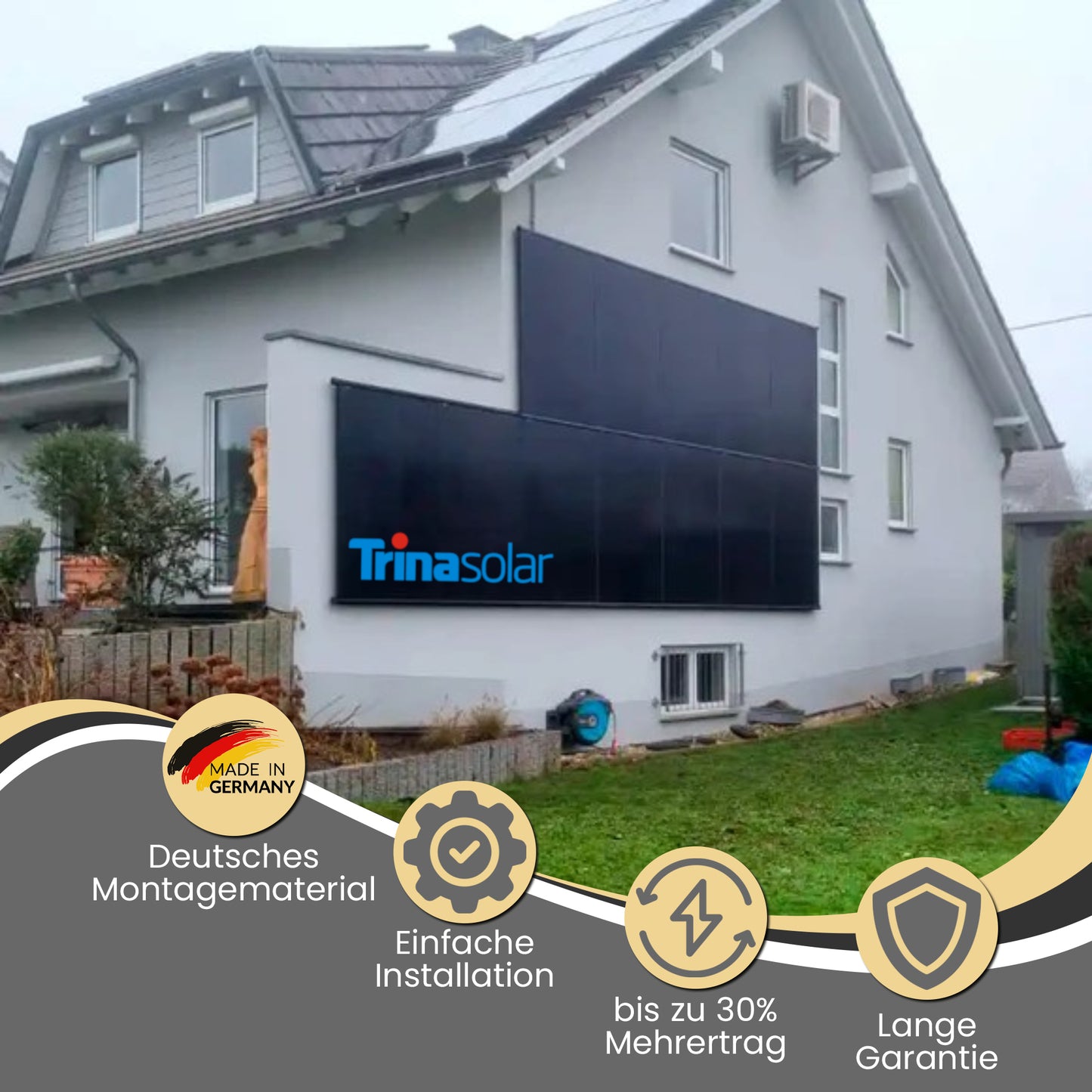 Balkonkraftwerk 800W (880Wp) bifazial Wattstone WandPV vertikal Komplettset - Trinasolar