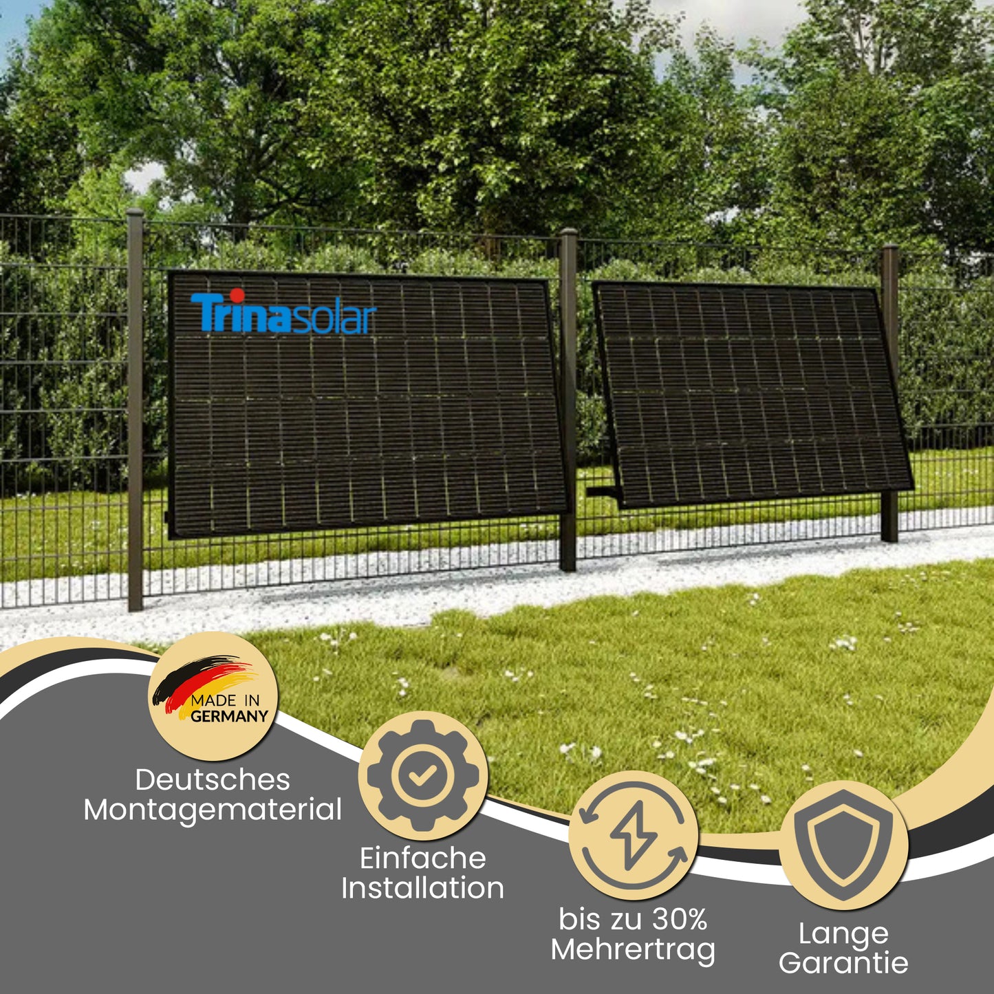 Balkonkraftwerk 800W (880Wp) bifazial ZaunPV angewinkelt Komplettset - Trinasolar