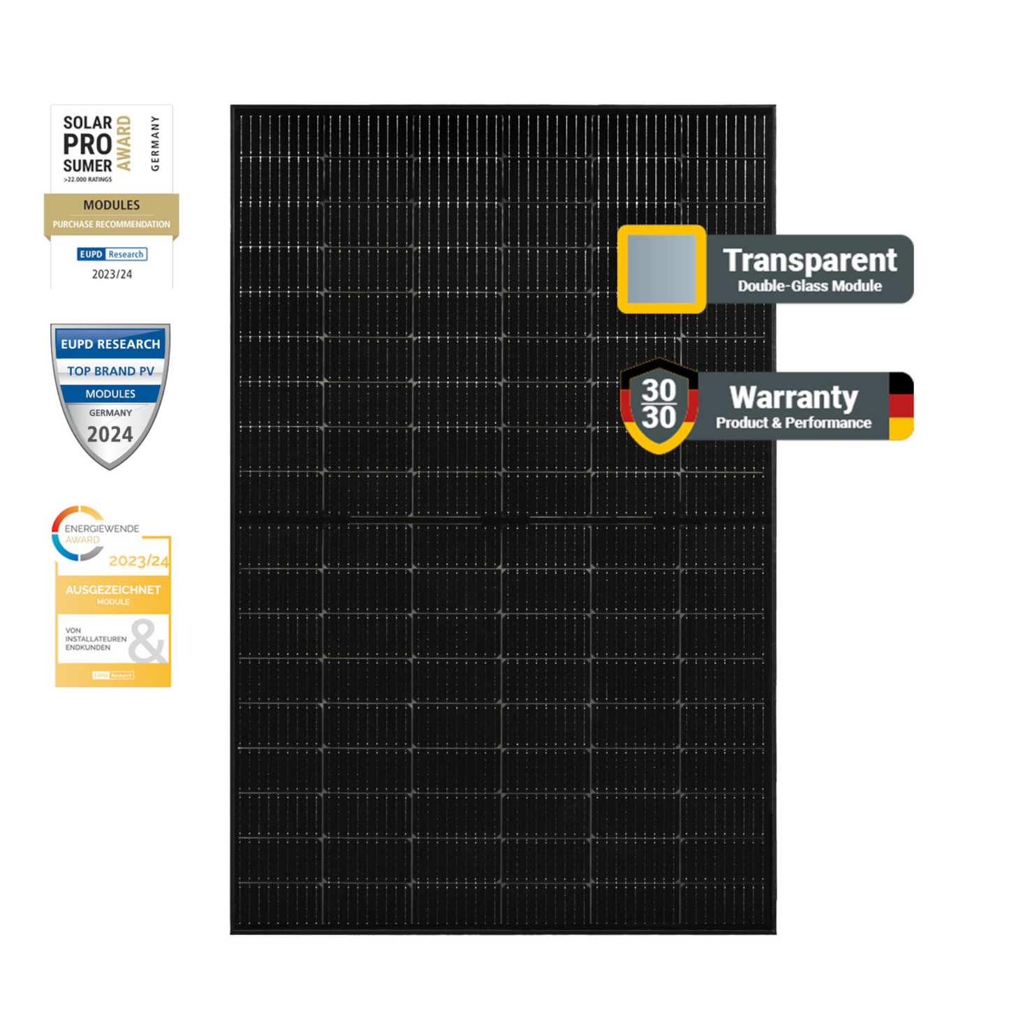 Balkonkraftwerk 800W (900Wp) bifazial Wattstone WandPV horizontal Komplettset - Solarfabrik