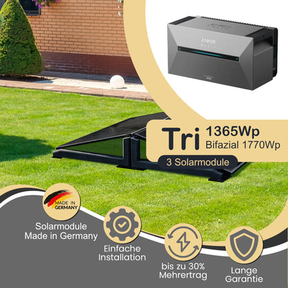 Balkonkraftwerk Tri 1365Wp/800W mit Anker Solix 2 Pro und Wattstone 15° Aufständerung