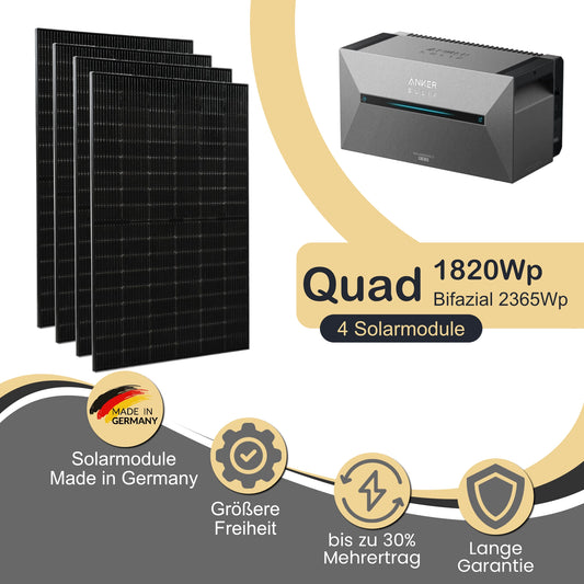 Balkonkraftwerk Quad 1820Wp/800W mit Anker Solix 2 Pro