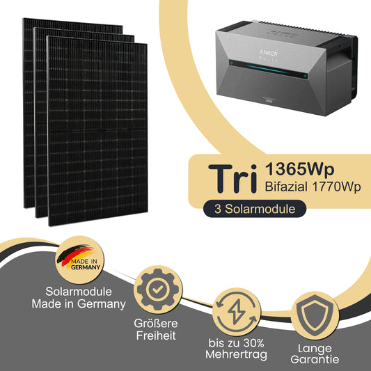 Balkonkraftwerk Tri 1365Wp/800W mit Anker Solix 2 Pro