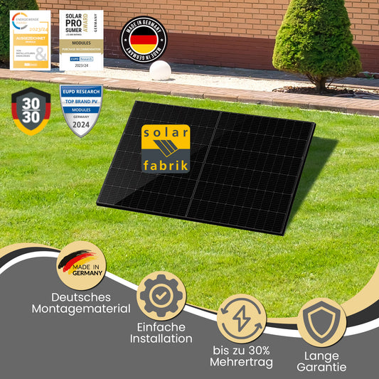 Balkonkraftwerk 400W (450Wp) bifazial Aufständerung 20° Komplettset - Solarfabrik
