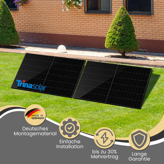 Balkonkraftwerk 800W (880Wp) bifazial Aufständerung 20° Komplettset - Trinasolar