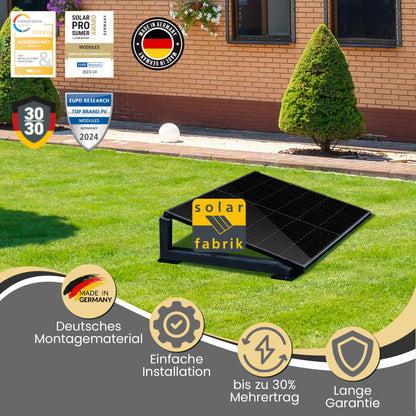 Balkonkraftwerk 400W (450Wp) bifazial Wattstone Feinbeton Aufständerung 15° Komplettset - Solarfabrik