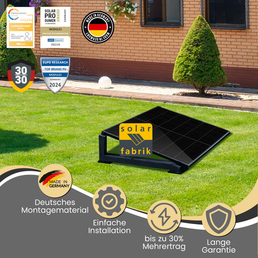 Balkonkraftwerk 400W (450Wp) bifazial Wattstone Feinbeton Aufständerung 15° Komplettset - Solarfabrik