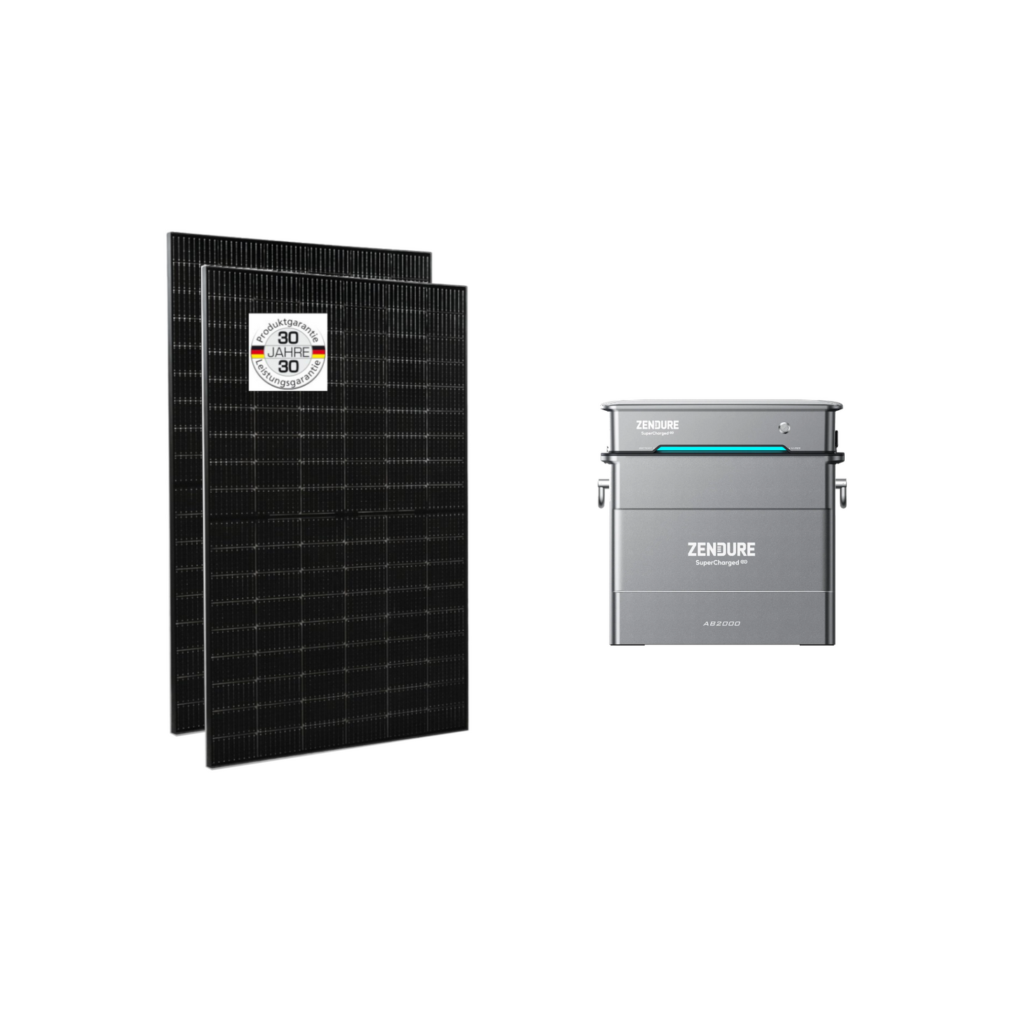 Balkonkraftwerk bifazial Full Black 880Wp-1760Wp (800W) mit Zendure Hyper 2000 & AB2000