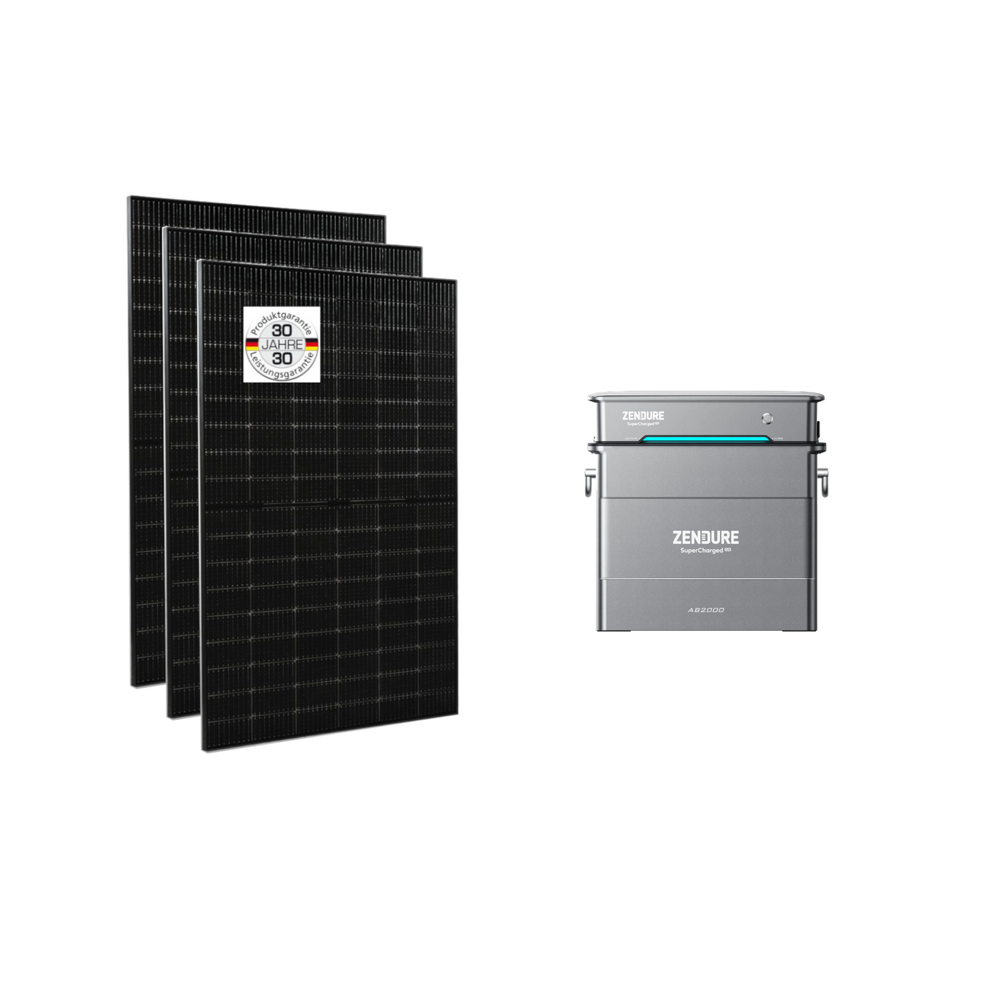 Balkonkraftwerk bifazial Full Black 880Wp-1760Wp (800W) mit Zendure Hyper 2000 & AB2000