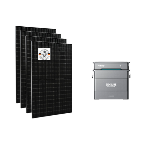 Balkonkraftwerk bifazial Full Black 880Wp-1760Wp (800W) mit Zendure Hyper 2000 & AB2000