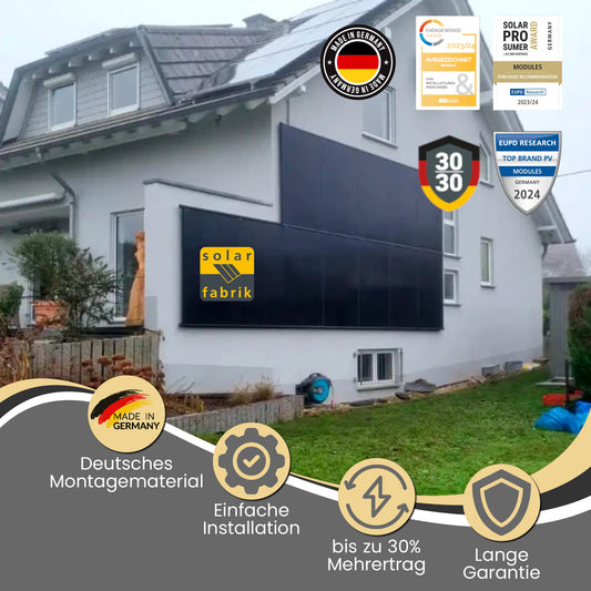 Balkonkraftwerk 800W (900Wp) bifazial Wattstone WandPV vertikal Komplettset - Solarfabrik