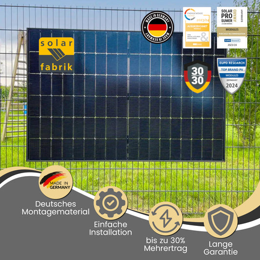 Balkonkraftwerk 400W (450Wp) bifazial ZaunPV Komplettset - Solarfabrik