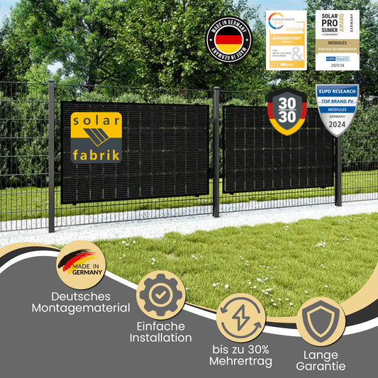 Balkonkraftwerk 800W (900Wp) bifazial ZaunPV Komplettset - Solarfabrik