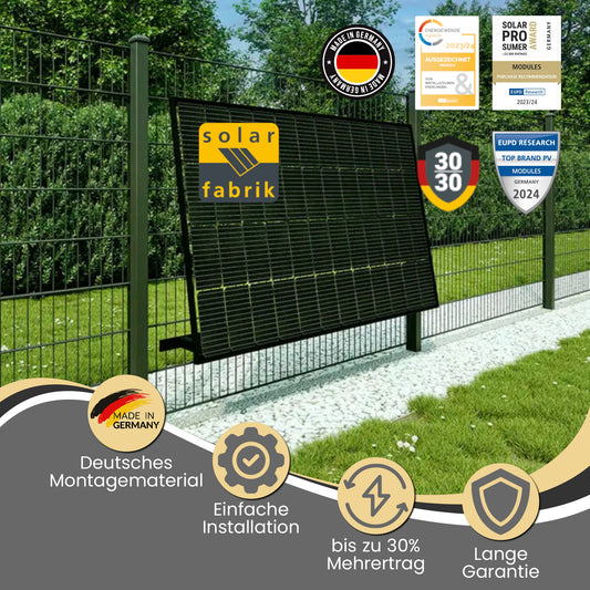 Balkonkraftwerk 400W (450Wp) bifazial ZaunPV angewinkelt Komplettset - Solarfabrik