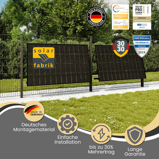 Balkonkraftwerk 800W (900Wp) bifazial ZaunPV angewinkelt Komplettset - Solarfabrik