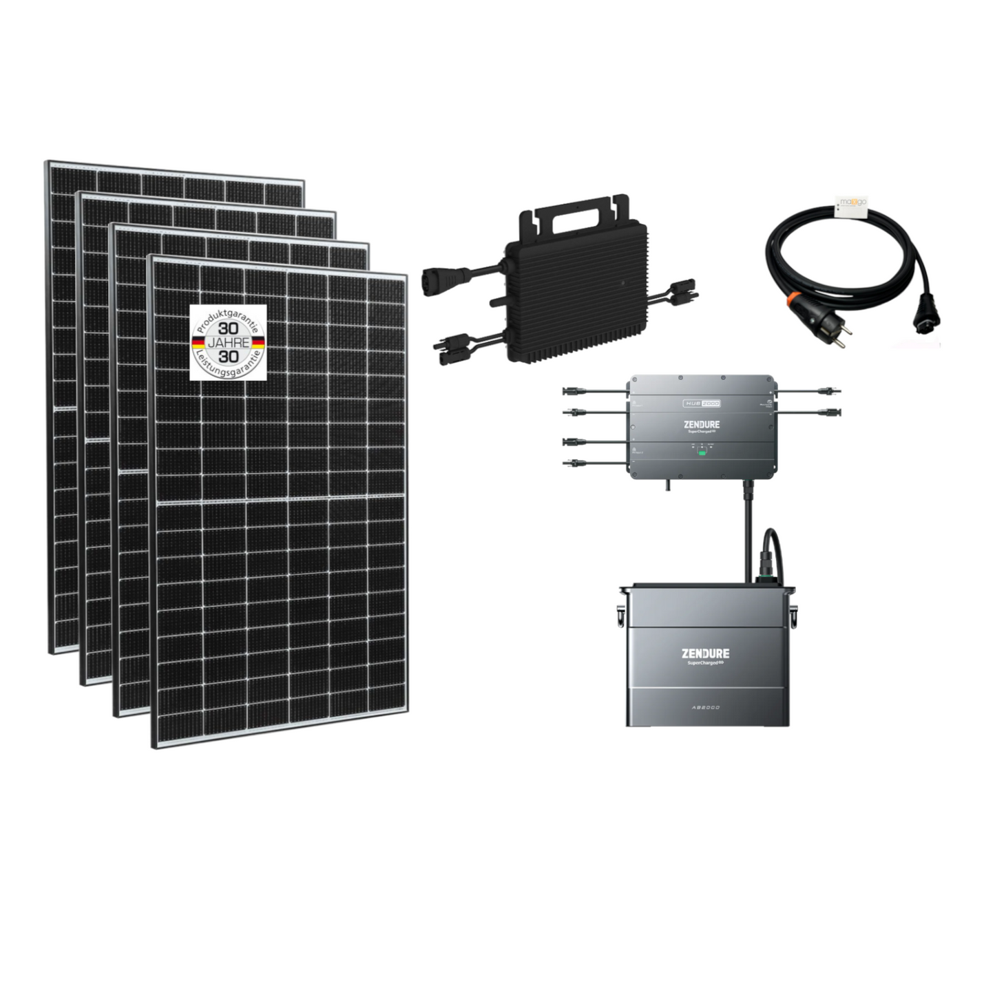 Balkonsolar Set 890-1780Wp (800W) mit Zendure Solarflow 2000&AB2000