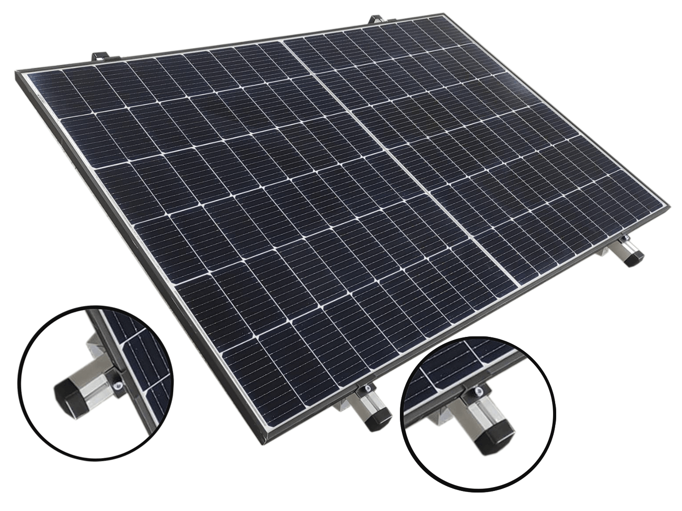 Flachdach und Trapezaufständerung mit einem montierten Solarmodul