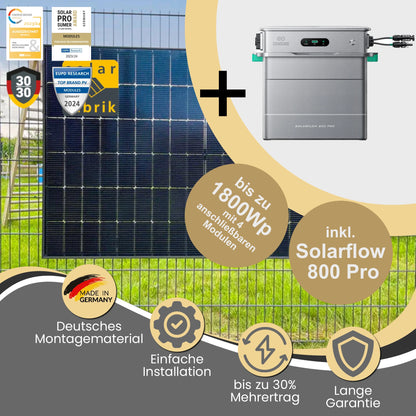 Balkonkraftwerk & Zendure Solarflow 800Pro mit ZaunPV Montageset - Solarfabrik