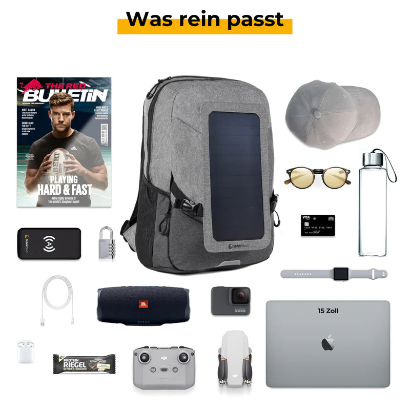 Was alles in den Sunnybag Solarrucksack reinpasst