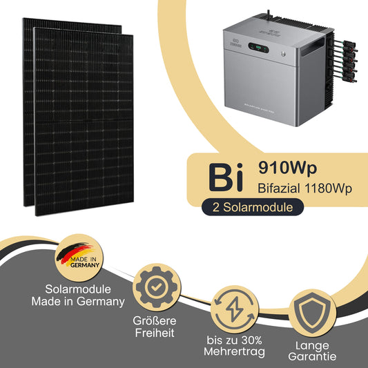 Balkonkraftwerk Bi 910Wp/800W mit Zendure Solarflow 2400Pro