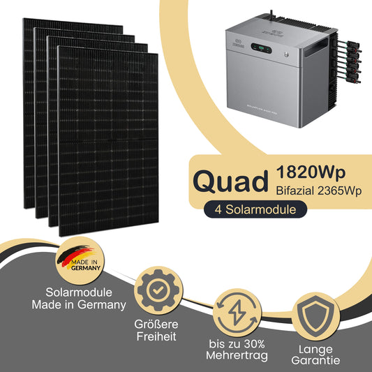 Balkonkraftwerk Quad 1820Wp/800W mit Zendure Solarflow 2400Pro