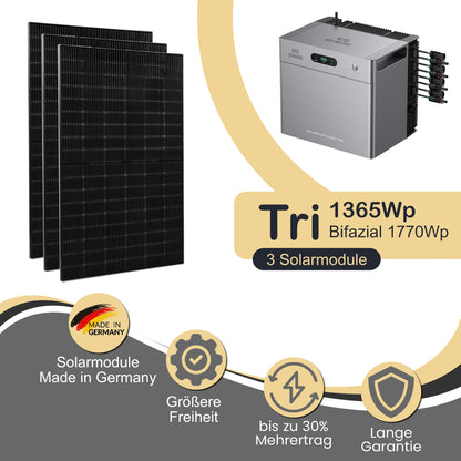 Balkonkraftwerk Tri 1365Wp/800W mit Zendure Solarflow 2400Pro