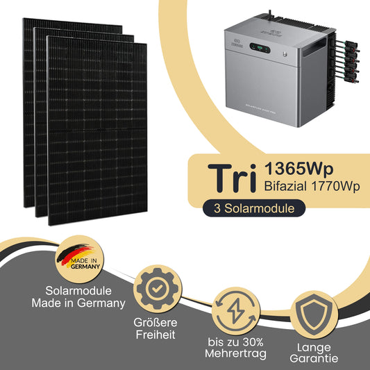 Balkonkraftwerk Tri 1365Wp/800W mit Zendure Solarflow 2400Pro