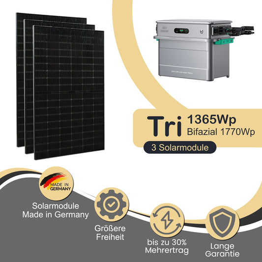 Balkonkraftwerk Tri 1365Wp/800W mit Zendure Solarflow 800 Pro 2